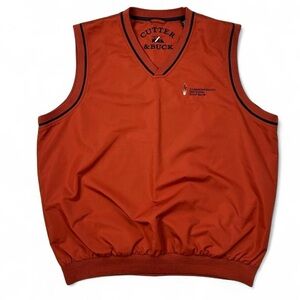 2000s Cutter and Buck burnt orange windbreaker golf vest size large